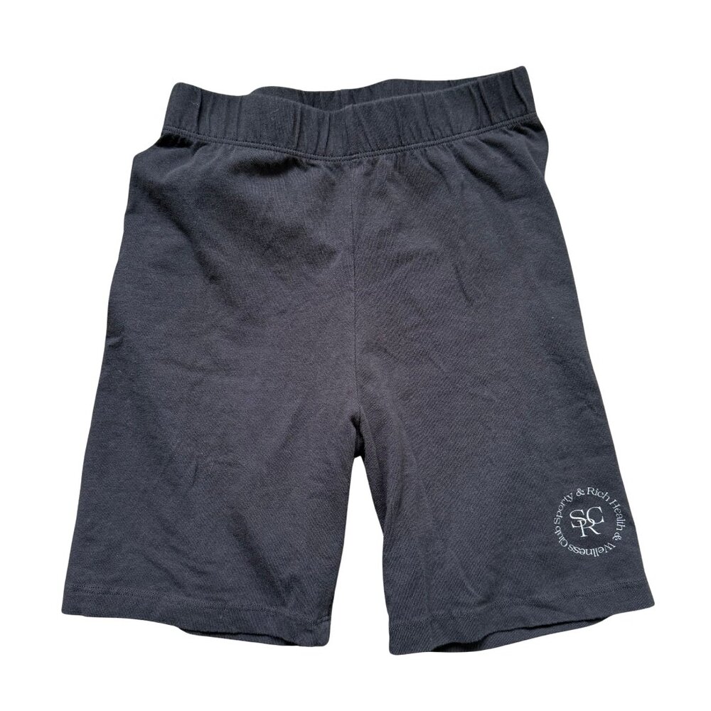 Sporty & Rich Logo Print Black Bike Shorts Small